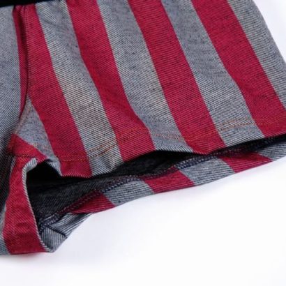Striped dark red and gray cotton boxer with black belt