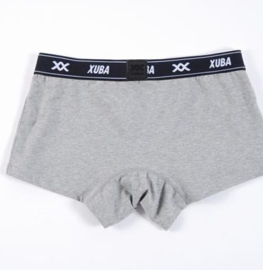 Gray cotton boxer with white lines and black belt