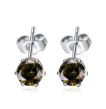 Silver 925 Earring decorated by green crystal bezel