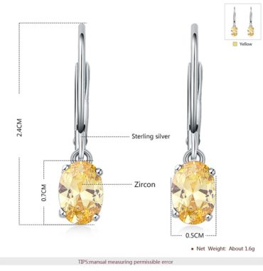 Silver 925 Earring decorated by light brown crystal bezel