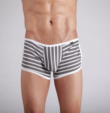 Striped White & Gray opened side Cotton Trunk Boxer