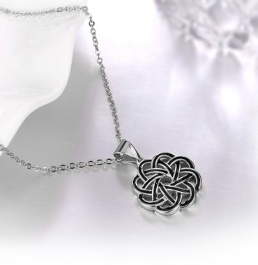 Special copper necklace with Guilloche design and silver plated