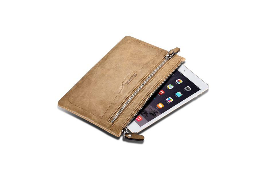 Shenzhou Real leather Latop Zipper Sleeve for Small Size for iPad Mini/Mini 4